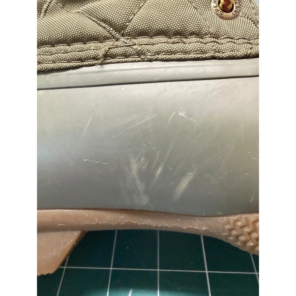 Sperry Avenue Duck Boots Mens 8.5 Olive‎ Green Quilted Waterproof STS23073
